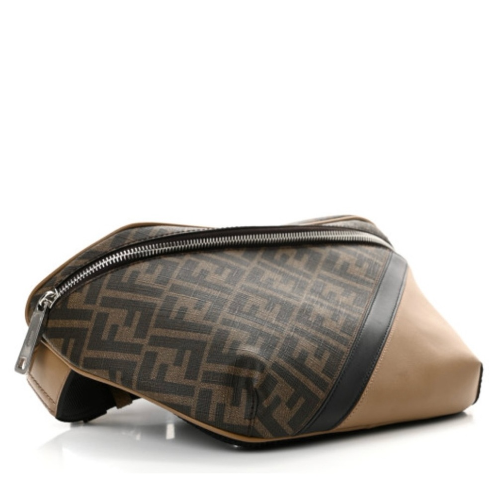 Fendi Brown and Black Belt Bag with Geometric Pattern - Picture 2 of 4